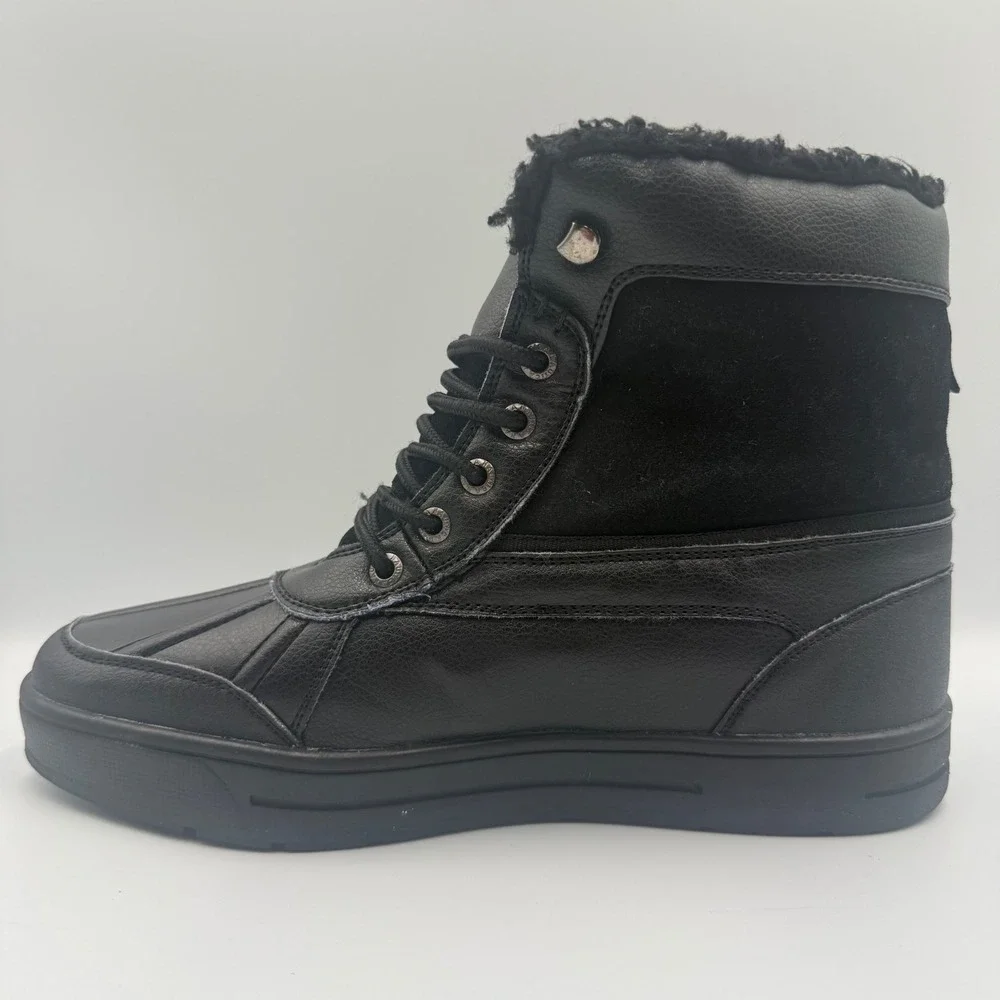 Nautica Lockview Men's Size 9 Duck Boots Faux Fur Lined Winter Black Womens 10.5
